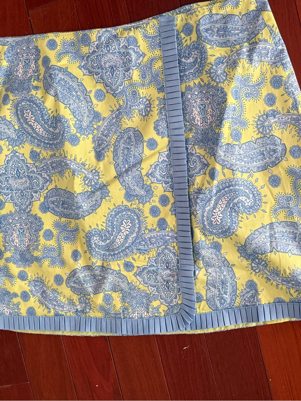Lilly & Van Yellow/lime green and Light Blue Paisley Skirt 2XL